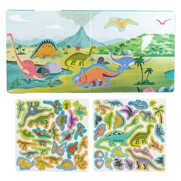 Juguetes de rompecabezas de dibujos animados para niños: imaginación, interactivos, creatividad, escenas de construcción de dinosaurios animales, madera, juego para Escena de dinosaurio
