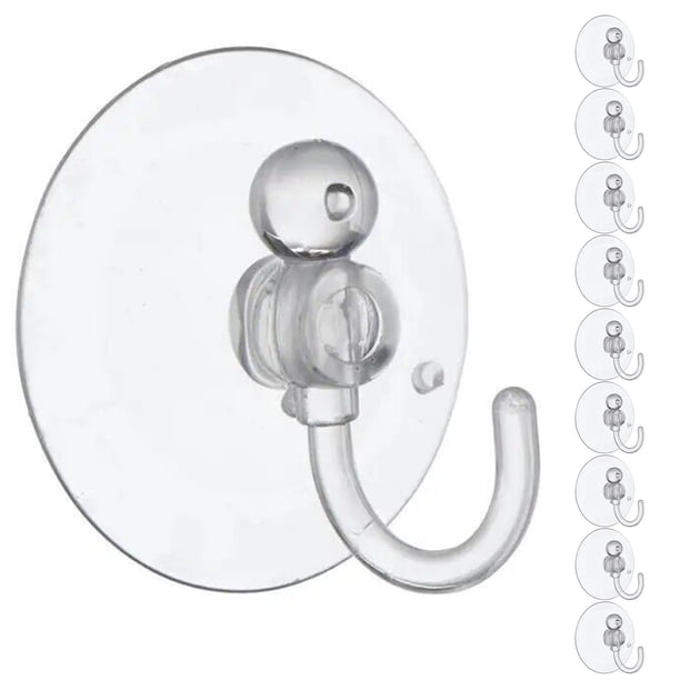 KDJ Transparent PVC Suction Cup Hooks Set of 10 - Strong Reusable Adhesive Hooks for Glass, Metal, Ceramic - Versatile Home Decor Organizers for Bathroom, Kitchen, DIY Projects