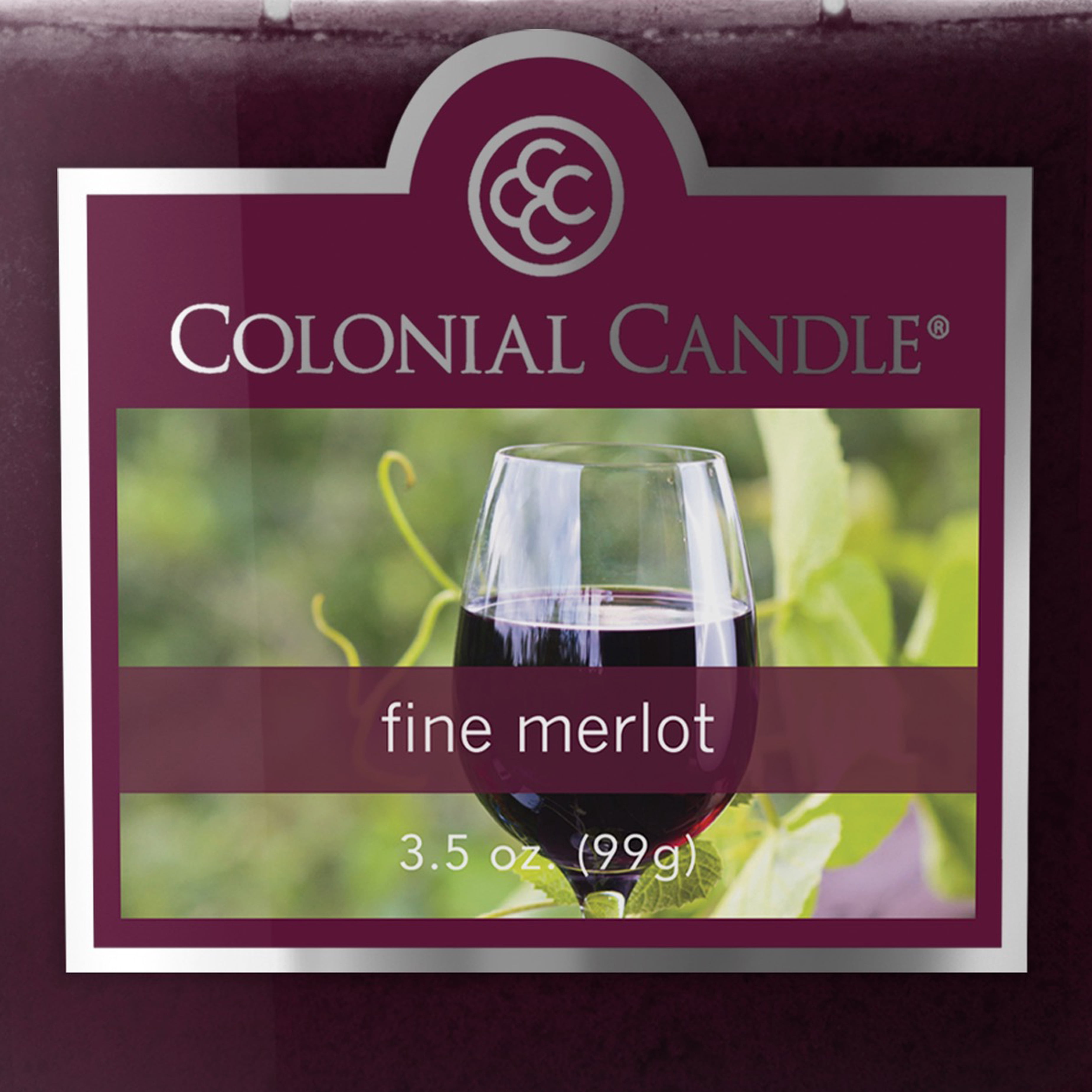 Colonial Candle Fine Merlot Scented Jar Candle - Classic Oval Jar - 2 Wick - 3.5 oz - 20h Burn