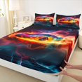 thumbnail image 3 of Manfei Race Car Full Size Sheets,Kids Extreme Sport Bed Sheets,Orange Red Black Sheet Sets For Boys,Luxury Bedroom Decor,4pcs, 3 of 7