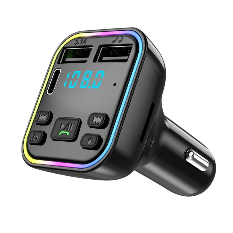 Amlbb Car Bluetooth 5.0 Wireless Handsfree Car FM Transmitter Receiver Radio MP3 Adapter Player 2 Usb+pd Charger Kit Bluetooth Car Adapter On
