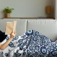 thumbnail image 3 of Evil Eye Soft Flannel Fleece Blanket, Culture Folkloric Luck Glass Look Beads Graphic on Plain Background, Cozy Plush for Indoor and Outdoor Use, 70" x 90", Dark Blue and Pale Blue, by Ambesonne, 3 of 5
