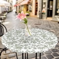 thumbnail image 6 of Sage Green Flower Round Tablecloth for 45-54 Inch Tables,Fitted Table Cover with Elastic Edge,Vintage Farmhouse Boho Leaf Spring Waterproof Outdoor Table Cloth Protector for Patio Garden Dinner, 6 of 9