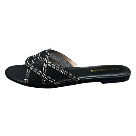 

Womens House Slippers Women S 2023 Summer New Large Diamond Flat Fashion Casual Flip Flops