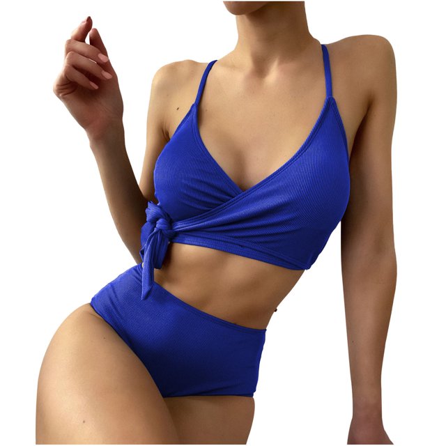 Conjunto de bikini con estilo para mujer, traje de baño de dos piezas con relleno sólido, ropa de playa OAVQHLG3B Store lin121212