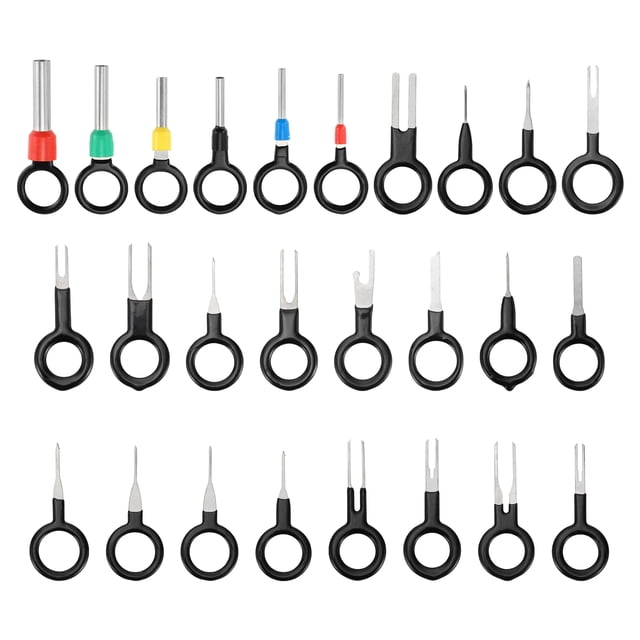 Kit de surtido de herramientas de extracción de terminales Unique Bargains, extractor de pines de terminal de conector de cable negro de 26 piezas