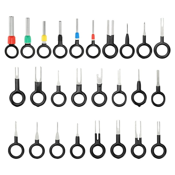 Kit de surtido de herramientas de extracción de terminales Unique Bargains, extractor de pines de terminal de conector de cable negro de 26 piezas