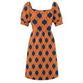 thumbnail image 7 of Orange & Navy Blue Quatrefoil Pattern Dress dress women summer 2024 Dresses for wedding party Long dress, 7 of 7
