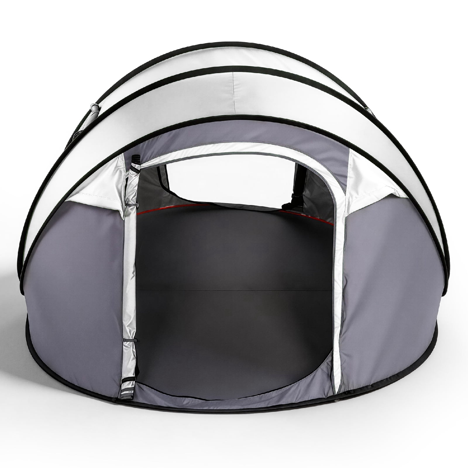 Instant Pop-Up Camping Tent for 3-4 Persons, Waterproof 210T Polyester Tent with Front Awning, Dual Mesh Doors & Storage Pockets, Portable Shelter for Camping, Beach, Festival & Backyard