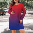 thumbnail image 2 of gakvbuo Long Sleeve Dress For Women Blouses Dressy Casual Tunic Dresses Women's Fall And Winter Oversized Loose Round Neck Short Sleeved Tie Printed Dress, 2 of 8