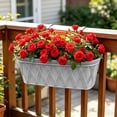 thumbnail image 4 of Rectangular Plastic Wall Mount Planter Basket Faux Leather Texture Weather Resistant Window Box Planter Indoor Outdoor Balcony, Gray, JKODE, 4 of 6