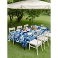 thumbnail image 4 of Outdoor Tablecloth with Umbrella Hole for Patio/Picnic/Party/Camping, Blue Peonies Waterproof Table Cloth Rectangle Table Cover Washable, Retro Flowers Country Floral Pastoral Plants (52"x 70"), 4 of 9