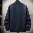thumbnail image 5 of ZCFZJW Men's Full Zip Sweaters Casual Stand Collar Cardigan Outwear Jacket Fall Winter Thermal Long Sleeve Basic Slim Fit Knitted Sweater with Pockets Dark Blue XXL, 5 of 6
