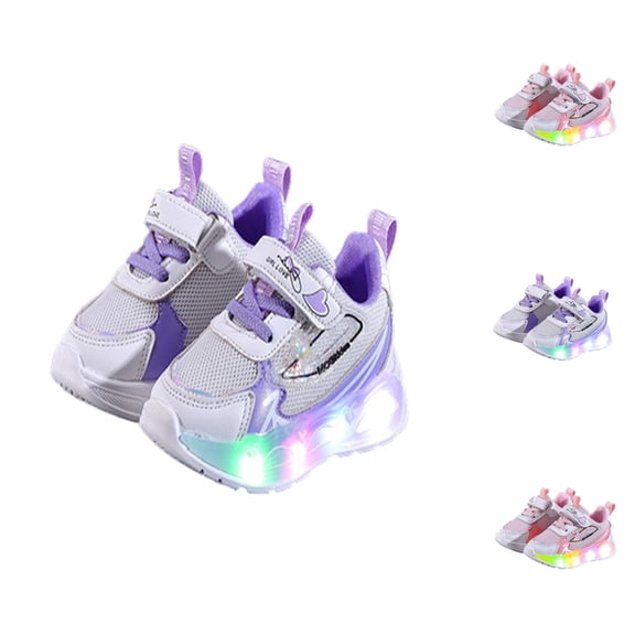 Zecgelong Girls Light Up Sneakers Non Breathable Toddler Party Shoes for 6.5 Toddler