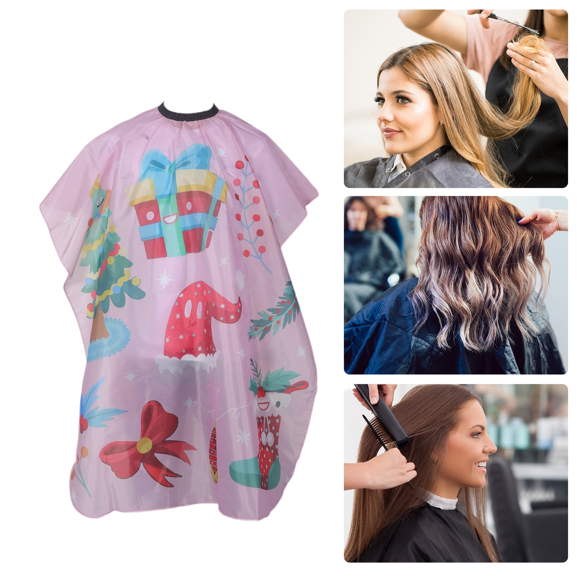 Unique Bargains Santa Hat Hair Cutting Barber Cape 1 Piece Pink 53.15"x33.07"