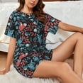 thumbnail image 4 of Pofeuu Squirrel Owl Autumn Maple Leaves Print Women's Pajama Set Short/Shorts Soft Button PJs Elastic Drawstring Waist Sleepwear-Medium, 4 of 6