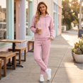 thumbnail image 4 of Dwellite Women's 2 Piece Outfits Fall Sweatsuits Oversized Hoodies Wide Leg Sweatpants Tracksuits Lounge Matching Sets Light pink L, 4 of 6