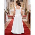 thumbnail image 3 of Yartina Junior Bridesmaid for Teens Ruched Long Maxi A Line Split Satin Flower Girl Formal Gown for Wedding White 10, 3 of 7