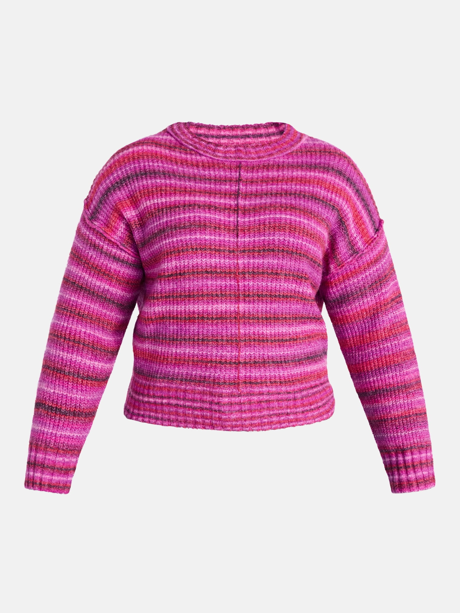 Terra & Sky Women’s Plus Space Dye Crewneck Sweater, Lightweight, Sizes 0X-5X