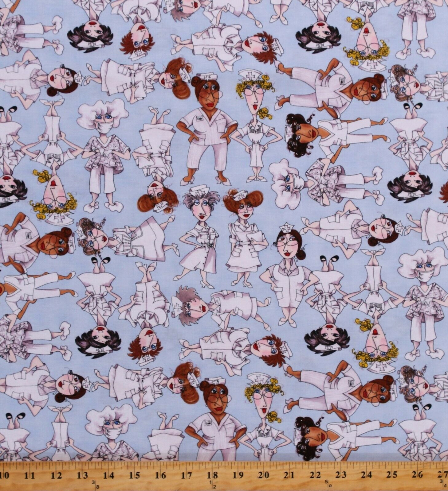 Cotton Nurses Doctors Women Caretakers Cotton Fabric Print by the Yard