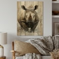 thumbnail image 2 of Designart "Majestic Portrait of a Rhinoceros" Animals Print on Natural Pine Wood, 2 of 5
