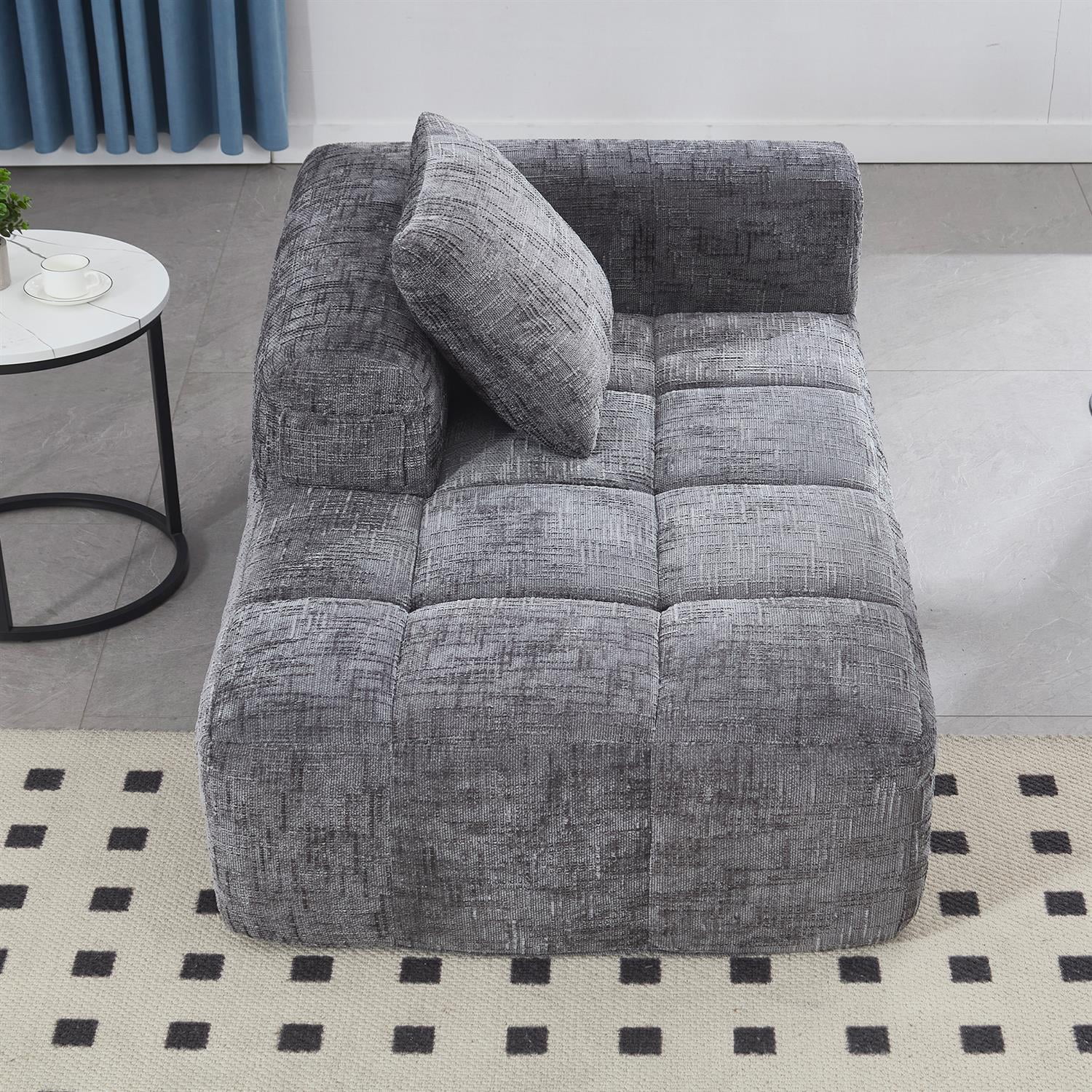 Demi Bonn 62" Plush Chenille Loveseat Sofa, Modular Sleeper for Living Room, Bedroom, Apartment Lounge, Stylish & Comfortable Couch, Gray