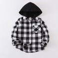 thumbnail image 2 of TOWED22 Boys Plaid Flannel Shirts Unisex Kids Long Sleeve Casual Button Down Shirt with Hood,Black,9-10 Y, 2 of 9