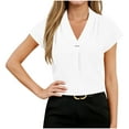 thumbnail image 4 of Vekome Cute Blouses for Women Plus Size Short Sleeve T Shirts V Neck Elegant Pullover Button Solid Color Summer Tops, 4 of 5