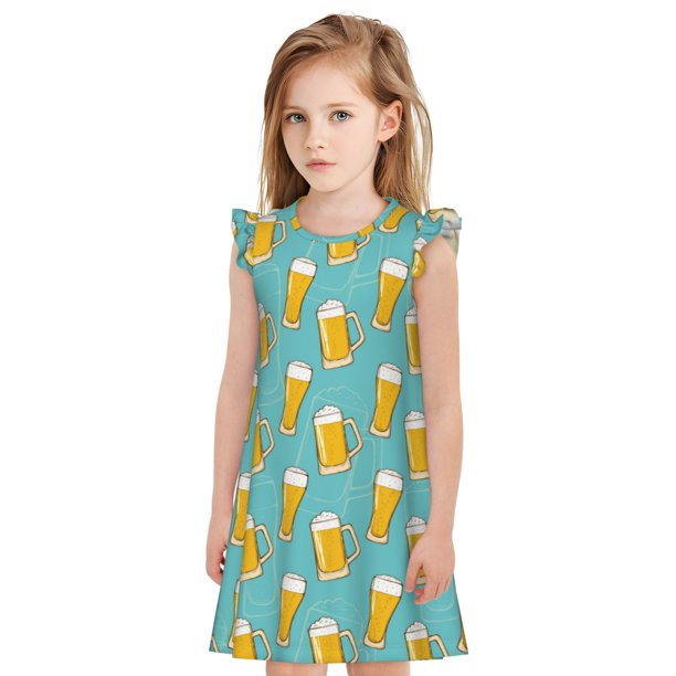 Balery Beer Camisón de princesa para niñas, pijama de algodón con mangas abullonadas, suave y bonito.-X-Large