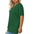 thumbnail image 6 of UPPADA Plus Size V Neck Shirts Short Sleeve Solid Color Basic Tunic Blouses Loose Casual Summer Shirts for Curvy Women Pleated Pullover Tops with Pockets ropa de marca para mujer,Army Green,L, 6 of 7