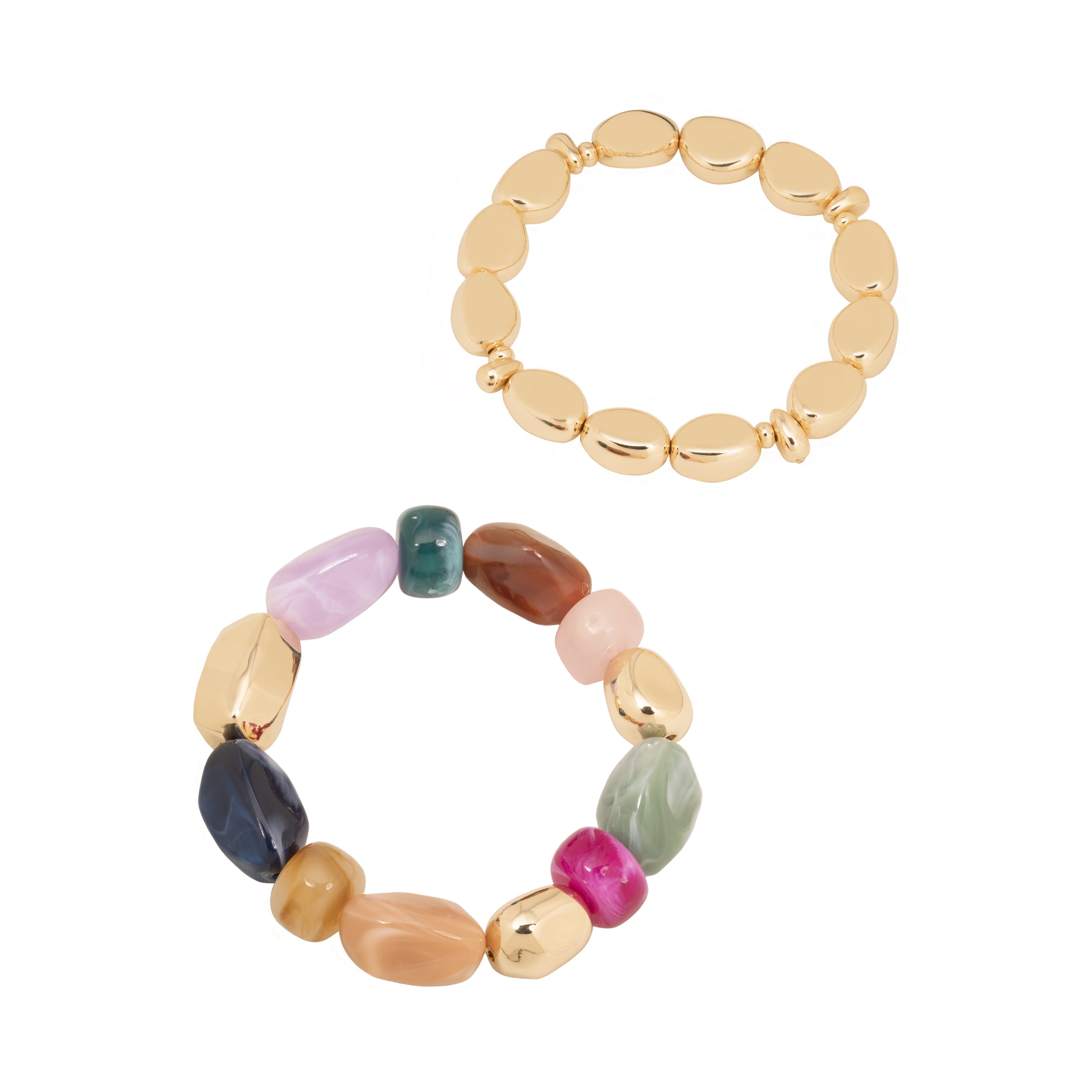 Time and Tru Women's Stretch Bracelet Set with Colorful and Gold Tone Beads