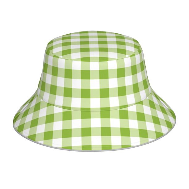 Balery White Green Plaid Sombreros para el sol para hombre y mujer, sombrero de pescador con UPF 50+