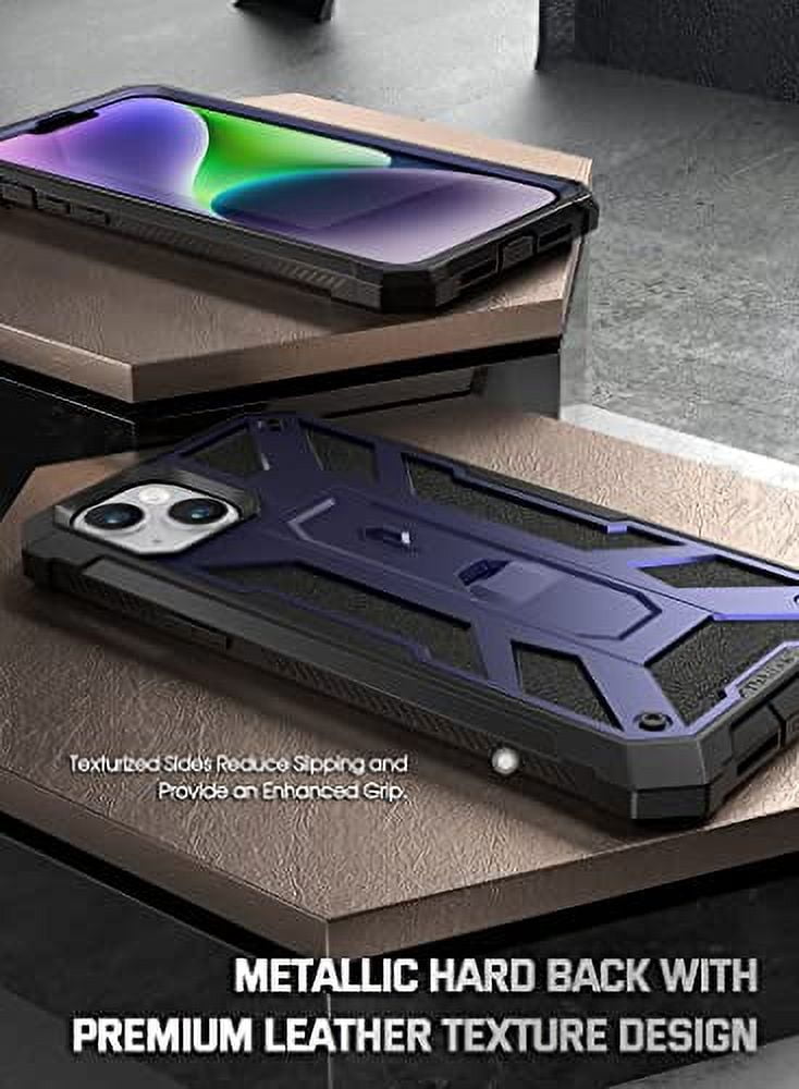 Poetic Spartan Case for iPhone 14, Full Body Rugged Case with Kickstand, Metallic Blue