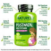 NATURELO Postnatal Multivitamin - Supplement for Breastfeeding Women - Plant-Based Vitamin D, Folate, Gentle Iron - for Nursing Mother, Baby - Post Natal Lactation Support 180 Capsules