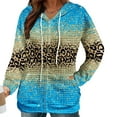 thumbnail image 4 of POTETI Womens Casual Hoodies Long Sleeve Zipper Hooded Sweatshirts Waffle Knit Leopard Pullover Tops, 4 of 7