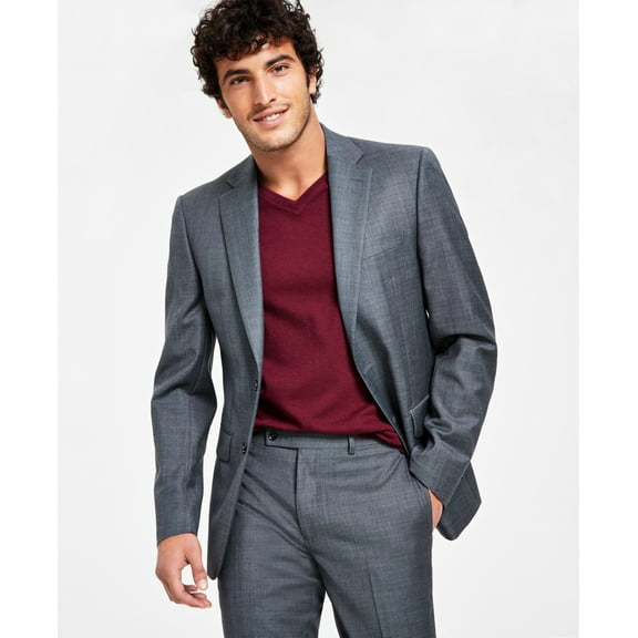 Calvin Klein Men's X Fit Slim Fit Stretch Suit Jackets Gray Size 40