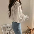 thumbnail image 4 of KOOYET Sweet Lantern Long Sleeve Shirt Women Blouses Fashion Lace Flower Hollow Blouse Women blusas mujer de moda, 4 of 6