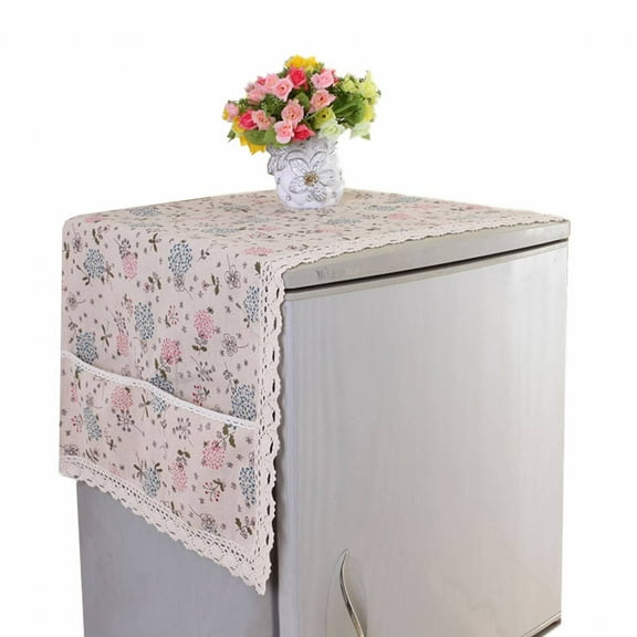 AUQ Fridge Dust Cover,Easy to Clean Refrigerators Cover,Perfect Fit Protection Washing Machine Top Cover,Pink