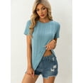 thumbnail image 7 of AviBest Women's T-Shirts , Ribbed Crew Neck Short Sleeve Tshirts, 7 of 7