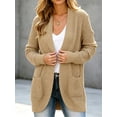 thumbnail image 4 of Womens Long Sleeve Casual Lightweight Loose Open Front Cardigan Knit Sweaters Coat with Pockets, 4 of 6