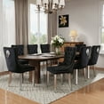 thumbnail image 5 of DONICK Velvet Upholstered Dining Chairs,Wing Back Side Chair Tuft Nailhead Ring Pull Metal Legs(Black,Silver Legs,Set of 4), 5 of 10