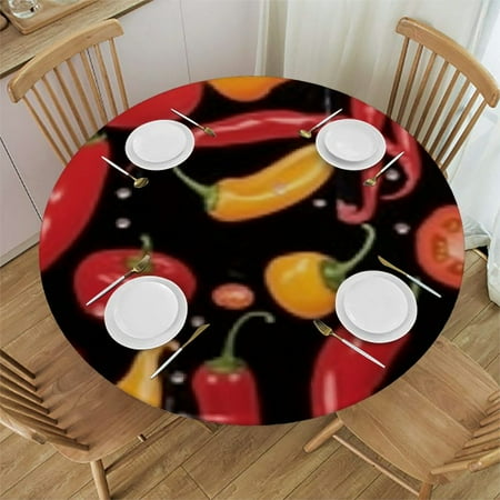 

Sheronv Peppers Round Tablecloth Stain-Resistant Washable for Indoor Outdoor Restaurants Weddings Parties 100% Polyester Picnic Camping Kitchen Dining Home Decor 31 -35