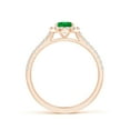 thumbnail image 2 of Angara Natural 0.66 Ct. Emerald with Diamond Halo Ring in 14K Rose Gold for Women (Ring Size: 3.5), 2 of 10
