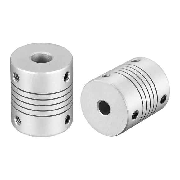 Unique Bargains 8mm to 6mm Aluminum Alloy Shaft Coupling Flexible Coupler L30xD25 Silver 2Pcs