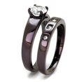 thumbnail image 5 of IP Dark Brown (IP coffee) Stainless Steel Ring with AAA Grade CZ in Clear for Women Clear Stone Color Style TK2547 Size 7, 5 of 5