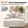 thumbnail image 4 of 66 Inch Chaise Lounge Chair for Indoor Use, Oversized Corduroy Upholstered Boneless Sofa Bed, Deep Seat Sleeper Couch, No Assembly Required，800lb Support white, 4 of 8