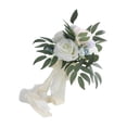 thumbnail image 1 of facefd White Silk Rose Cascading Bouquets Exquisite Ribbon Tassel Photo Props, 1 of 5