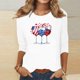 thumbnail image 2 of Blusas para Mujeres Casual 3/4 Manga Cuello Redondo Impreso Suelto, Mujer 3/4 Manga Tops Y Blusas para Diario, 2 of 4