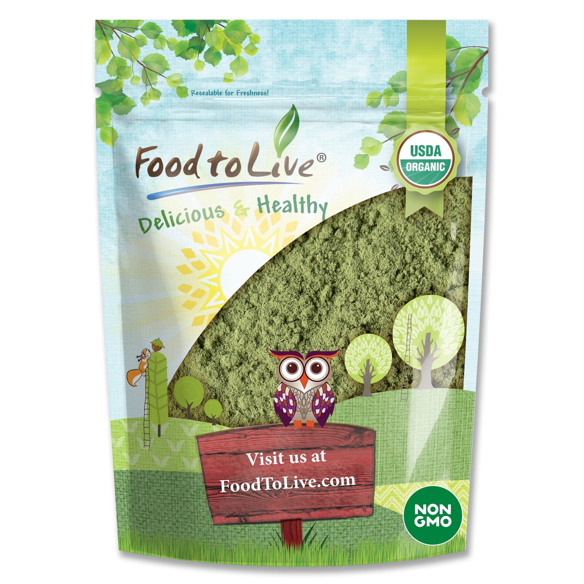 Organic Alfalfa Powder, 4 Ounces — Non-GMO, Raw, Kosher, Vegan, Bulk, Rich in Fiber, Great for Juices, Drinks, and Smoothies - by Food to Live