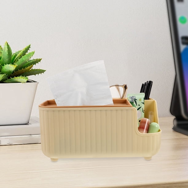 unbranded Caja Organizadora Beige Multifuncional Para Mesas Con Soporte Para Control Remoto Y De Pañuelos